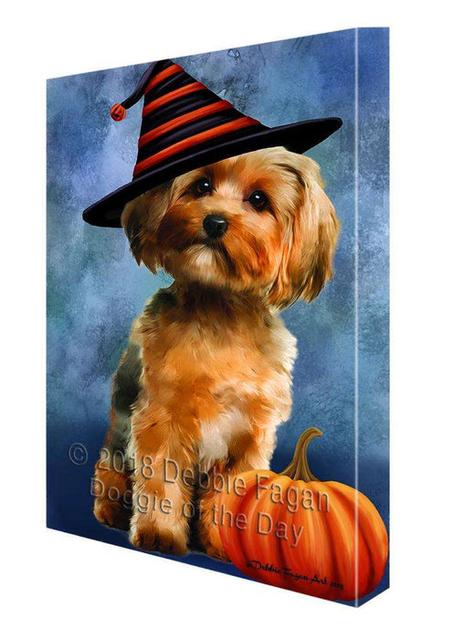 Happy Halloween Yorkshire Terrier Dog Wearing Witch Hat with Pumpkin Canvas Print Wall Art Décor CVS112400