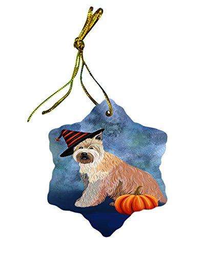 Happy Holidays Berger Picard Dog Wearing Witch Hat Christmas Star Porcelain Ornament POR2348