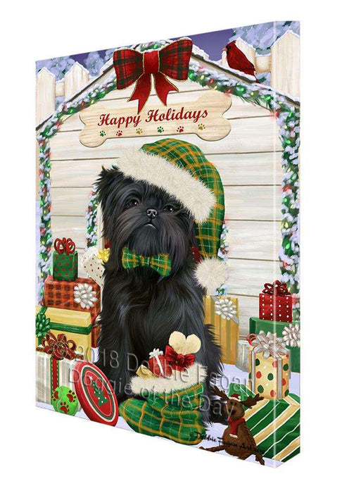 Happy Holidays Christmas Affenpinscher Dog House with Presents Canvas Print Wall Art Décor CVS78218
