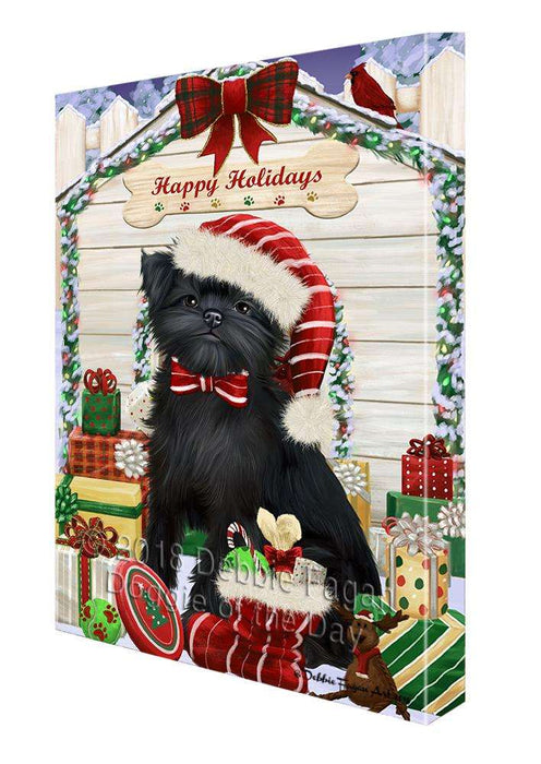 Happy Holidays Christmas Affenpinscher Dog House with Presents Canvas Print Wall Art Décor CVS78245