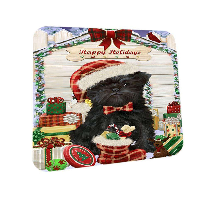 Happy Holidays Christmas Affenpinscher Dog House with Presents Coasters Set of 4 CST51253