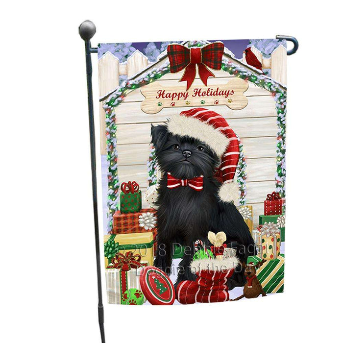 Happy Holidays Christmas Affenpinscher Dog House with Presents Garden Flag GFLG51217