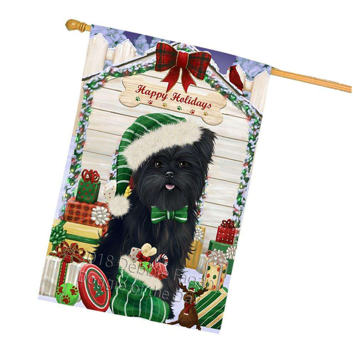 Happy Holidays Christmas Affenpinscher Dog House with Presents House Flag FLG51351