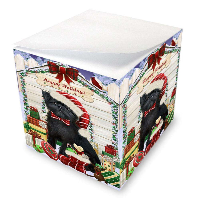Happy Holidays Christmas Affenpinscher Dog House with Presents Note Cube NOC51295