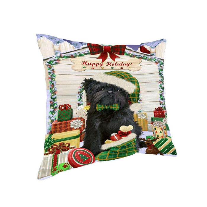 Happy Holidays Christmas Affenpinscher Dog House with Presents Pillow PIL61232