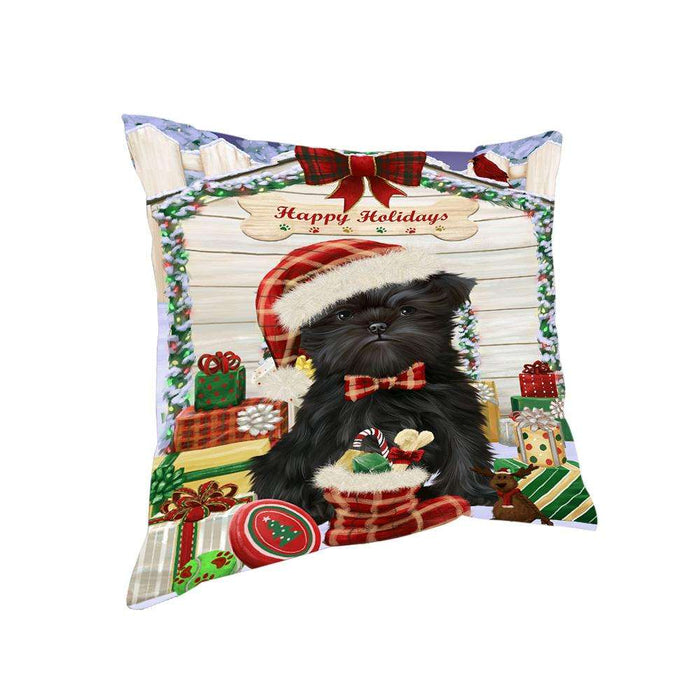 Happy Holidays Christmas Affenpinscher Dog House with Presents Pillow PIL61240