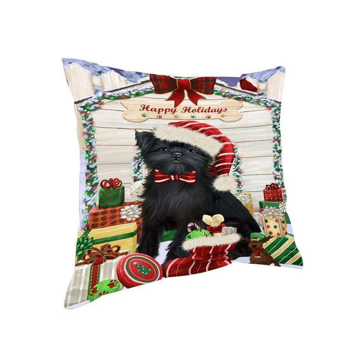 Happy Holidays Christmas Affenpinscher Dog House with Presents Pillow PIL61244