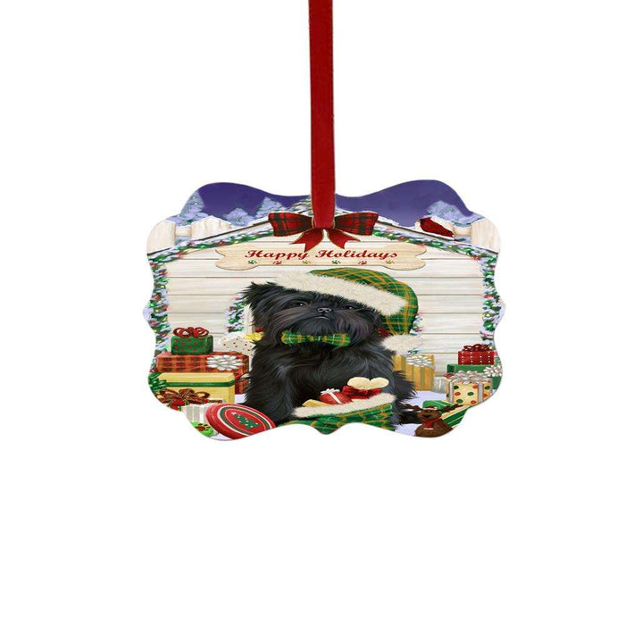 Happy Holidays Christmas Affenpinscher House With Presents Double-Sided Photo Benelux Christmas Ornament LOR49738