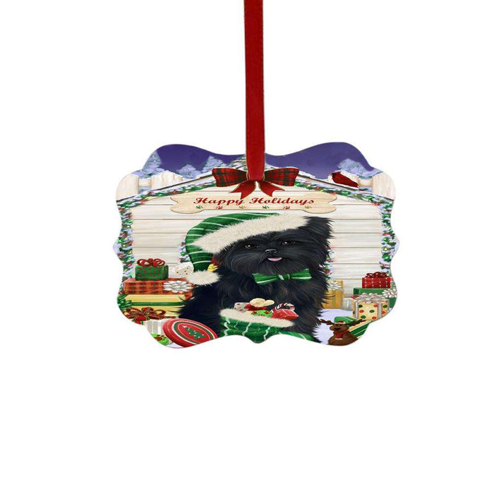 Happy Holidays Christmas Affenpinscher House With Presents Double-Sided Photo Benelux Christmas Ornament LOR49739