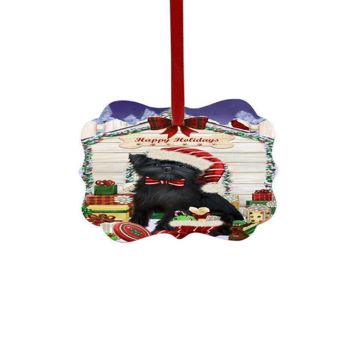 Happy Holidays Christmas Affenpinscher House With Presents Double-Sided Photo Benelux Christmas Ornament LOR49741