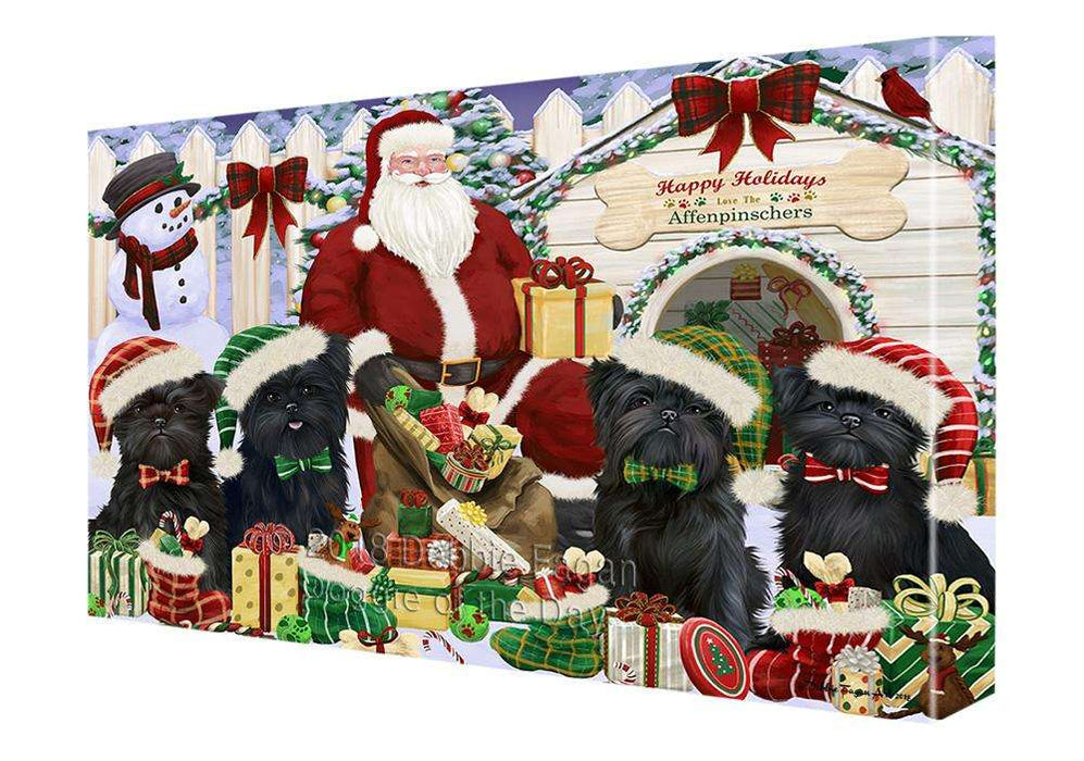 Happy Holidays Christmas Affenpinschers Dog House Gathering Canvas Print Wall Art Décor CVS78002