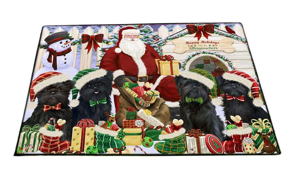 Happy Holidays Christmas Affenpinschers Dog House Gathering Floormat FLMS51015