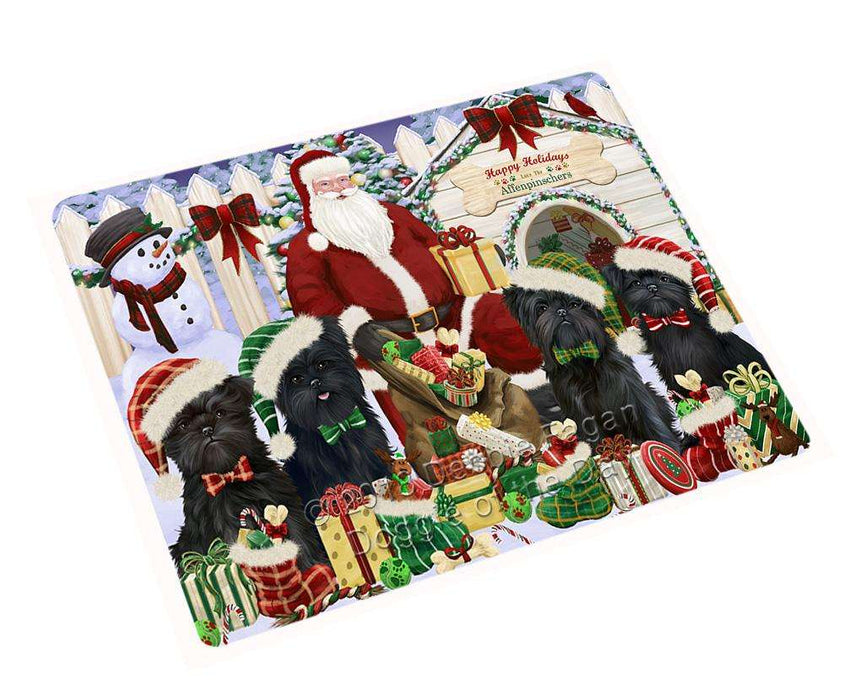 Happy Holidays Christmas Affenpinschers Dog House Gathering Large Refrigerator / Dishwasher Magnet RMAG67656