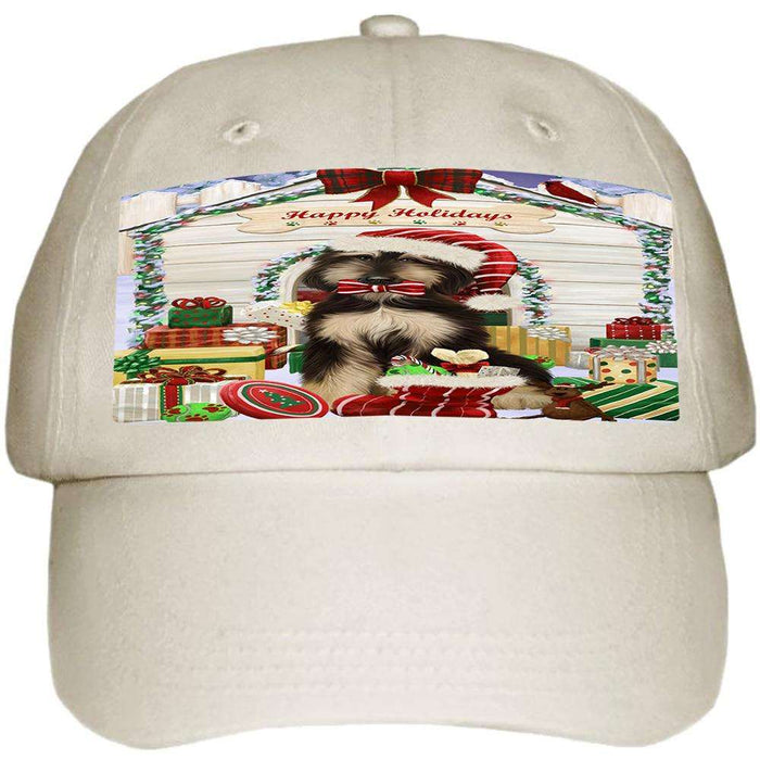 Happy Holidays Christmas Afghan Hound Dog With Presents Ball Hat Cap HAT61584