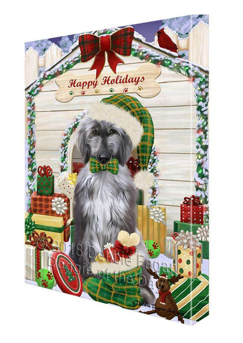 Happy Holidays Christmas Afghan Hound Dog With Presents Canvas Print Wall Art Décor CVS90323
