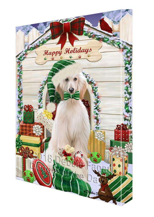 Happy Holidays Christmas Afghan Hound Dog With Presents Canvas Print Wall Art Décor CVS90332
