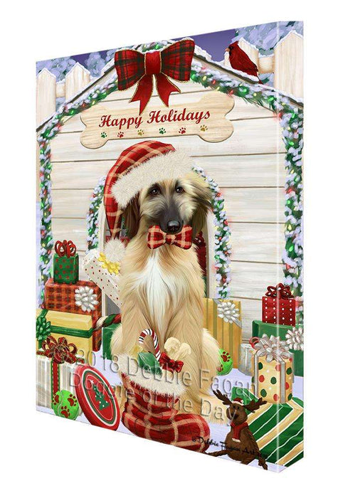 Happy Holidays Christmas Afghan Hound Dog With Presents Canvas Print Wall Art Décor CVS90341