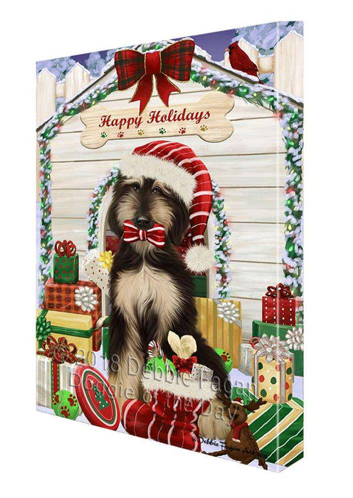 Happy Holidays Christmas Afghan Hound Dog With Presents Canvas Print Wall Art Décor CVS90350