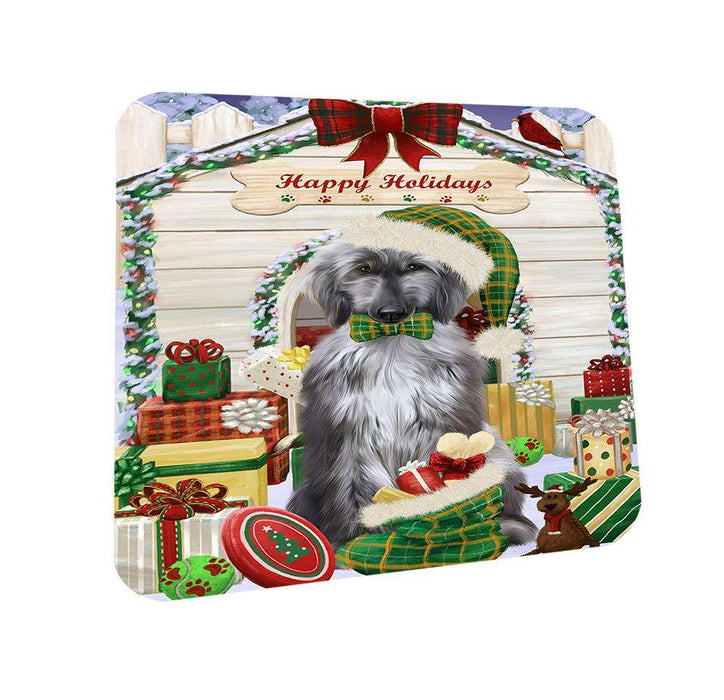 Happy Holidays Christmas Afghan Hound Dog With Presents Coasters Set of 4 CST52573