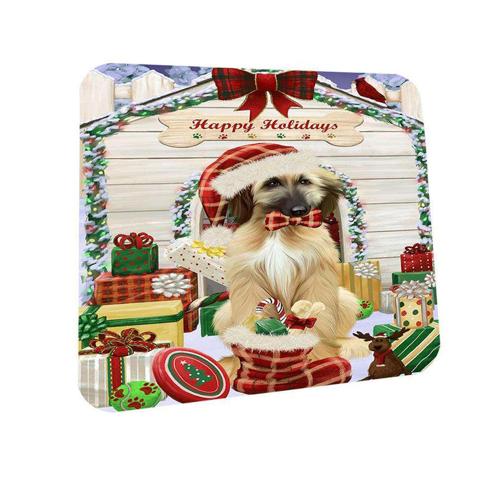 Happy Holidays Christmas Afghan Hound Dog With Presents Coasters Set of 4 CST52575