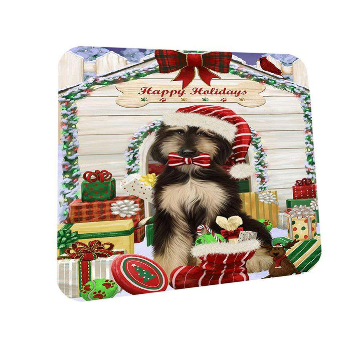 Happy Holidays Christmas Afghan Hound Dog With Presents Coasters Set of 4 CST52576