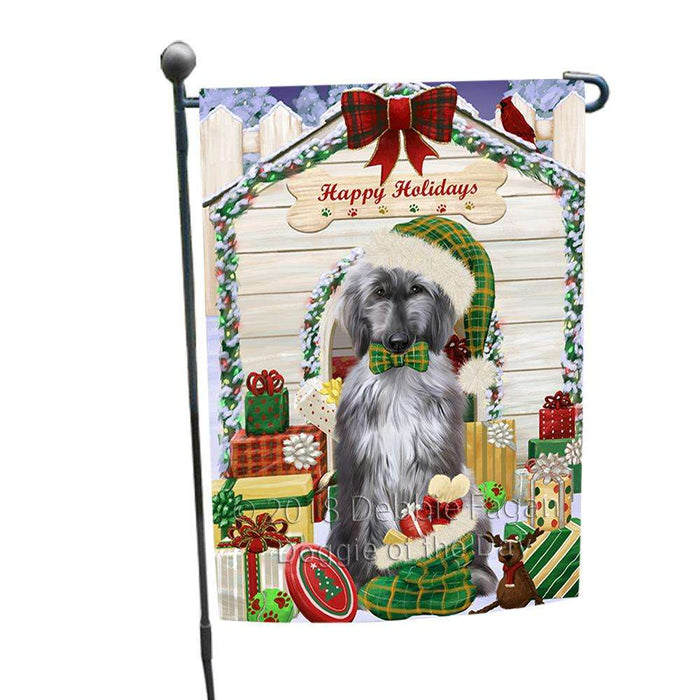 Happy Holidays Christmas Afghan Hound Dog With Presents Garden Flag GFLG52559