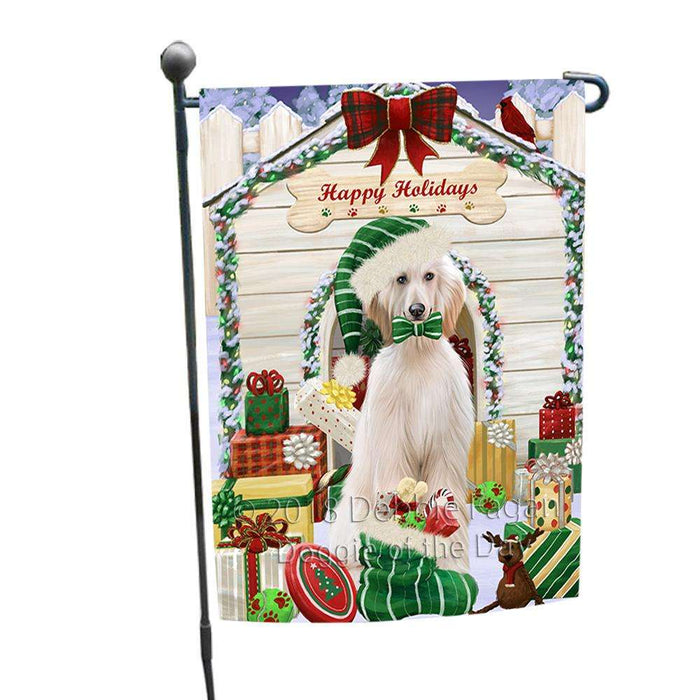 Happy Holidays Christmas Afghan Hound Dog With Presents Garden Flag GFLG52560
