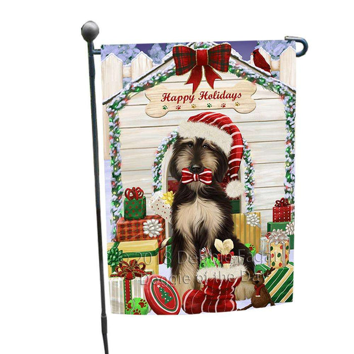 Happy Holidays Christmas Afghan Hound Dog With Presents Garden Flag GFLG52562
