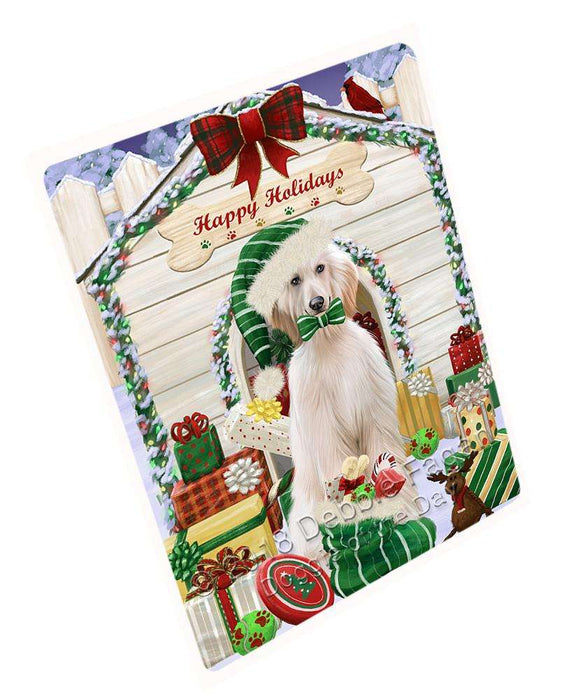 Happy Holidays Christmas Afghan Hound Dog With Presents Large Refrigerator / Dishwasher Magnet RMAG75876