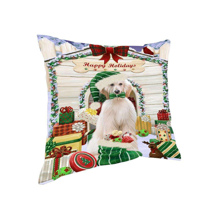 Happy Holidays Christmas Afghan Hound Dog With Presents Pillow PIL66616