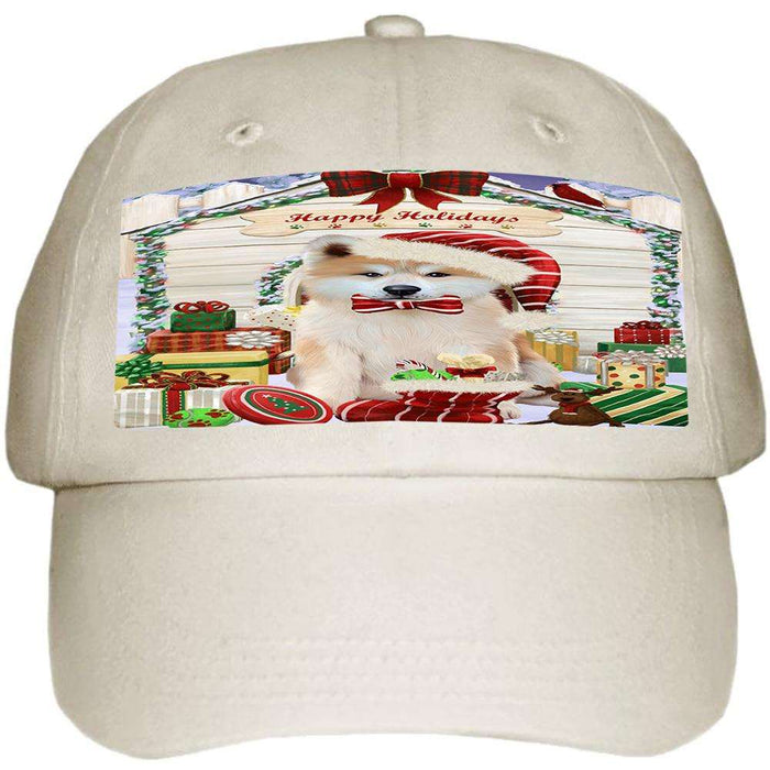 Happy Holidays Christmas Akita Dog With Presents Ball Hat Cap HAT61593