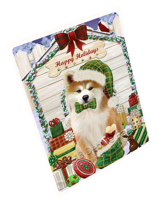 Happy Holidays Christmas Akita Dog With Presents Cutting Board C61950