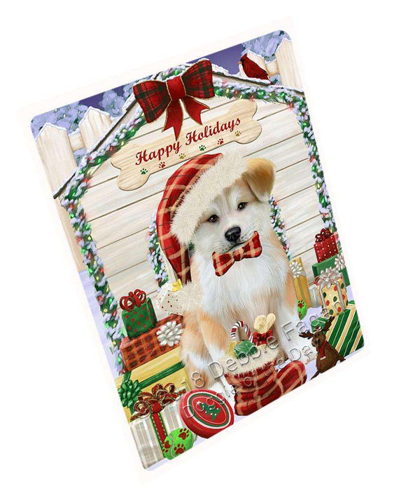 Happy Holidays Christmas Akita Dog With Presents Cutting Board C61956