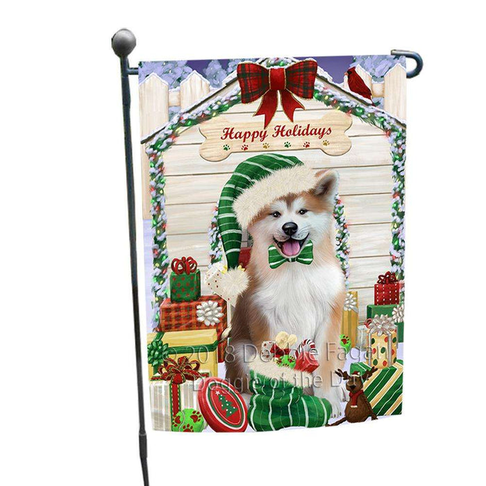 Happy Holidays Christmas Akita Dog With Presents Garden Flag GFLG52563