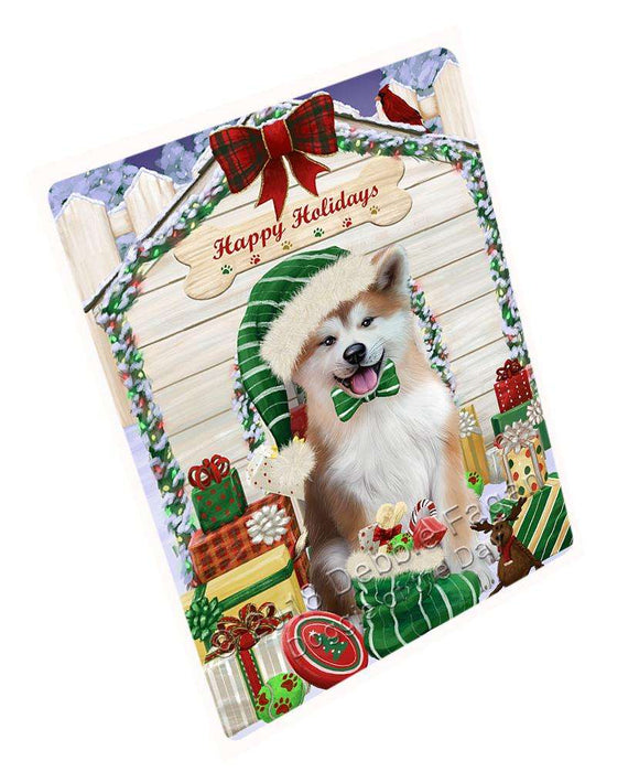 Happy Holidays Christmas Akita Dog With Presents Magnet Mini (3.5" x 2") MAG61947