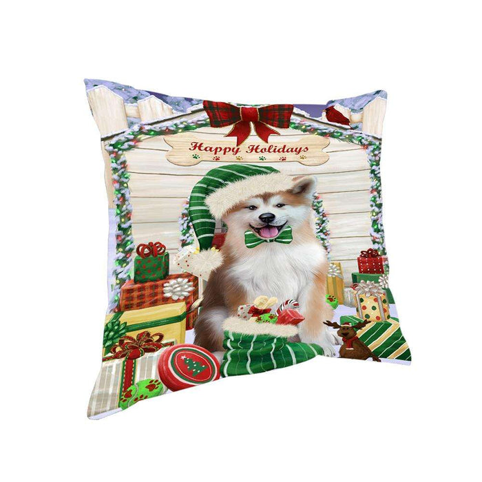 Happy Holidays Christmas Akita Dog With Presents Pillow PIL66628