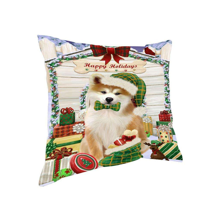 Happy Holidays Christmas Akita Dog With Presents Pillow PIL66632
