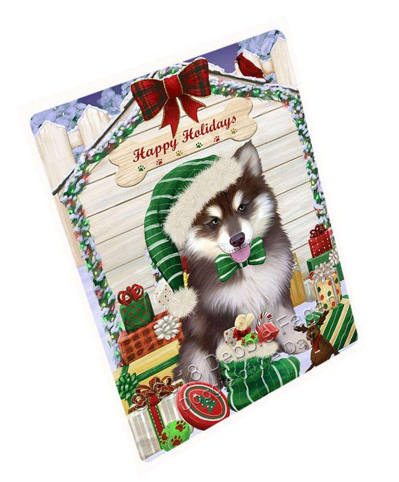 Happy Holidays Christmas Alaskan Malamute Dog House with Presents Large Refrigerator / Dishwasher Magnet RMAG67854