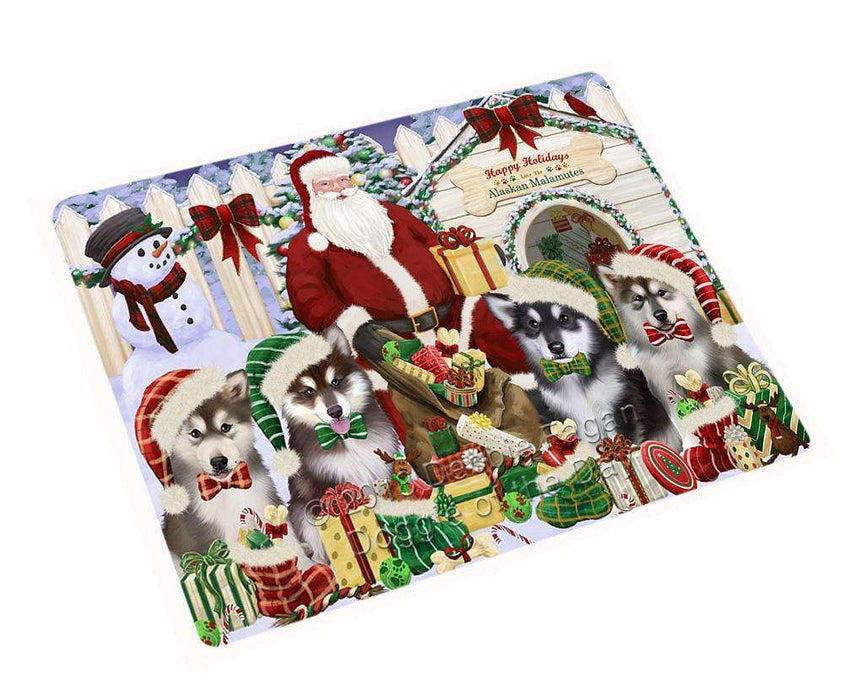 Happy Holidays Christmas Alaskan Malamutes Dog House Gathering Magnet Mini (3.5" x 2") MAG57834