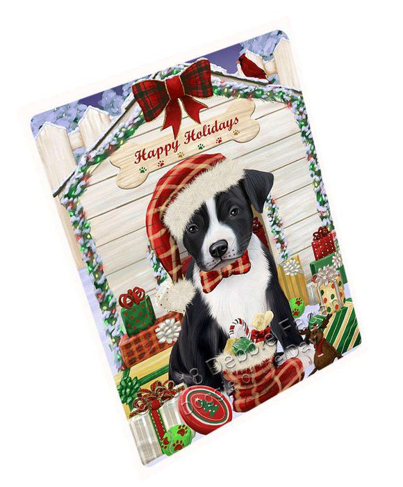 Happy Holidays Christmas American Staffordshire Terrier Dog With Presents Blanket BLNKT89904
