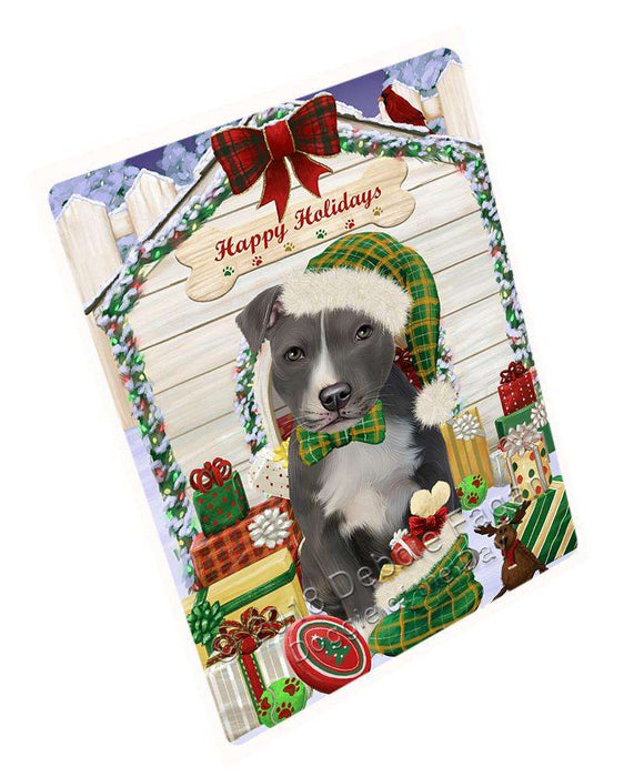 Happy Holidays Christmas American Staffordshire Terrier Dog With Presents Large Refrigerator / Dishwasher Magnet RMAG75918