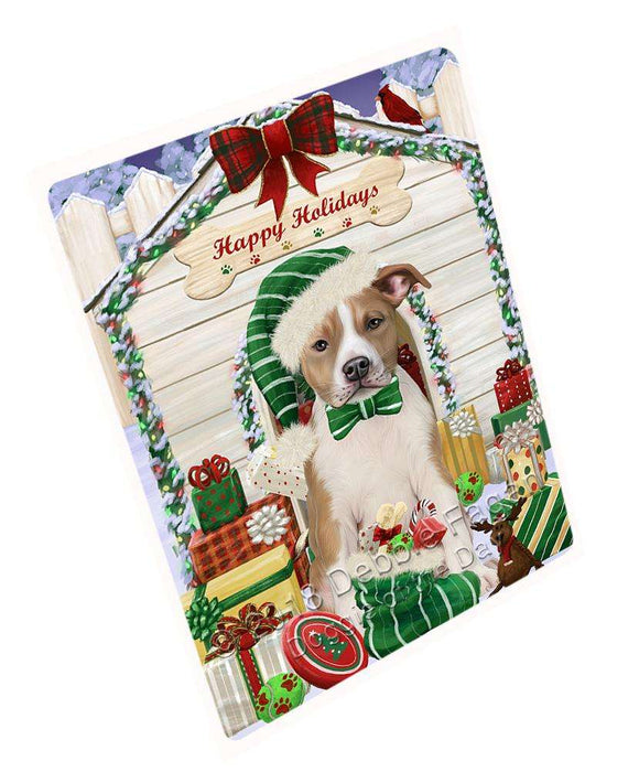 Happy Holidays Christmas American Staffordshire Terrier Dog With Presents Large Refrigerator / Dishwasher Magnet RMAG75924