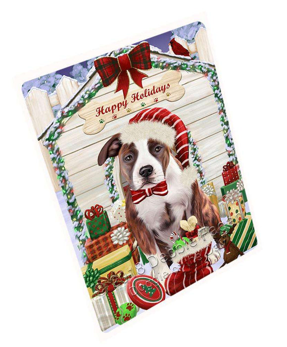 Happy Holidays Christmas American Staffordshire Terrier Dog With Presents Large Refrigerator / Dishwasher Magnet RMAG75936