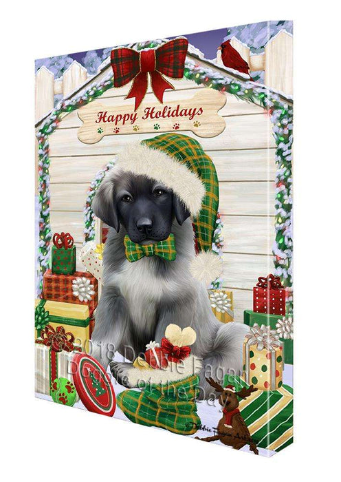 Happy Holidays Christmas Anatolian Shepherd Dog House with Presents Canvas Print Wall Art Décor CVS78362
