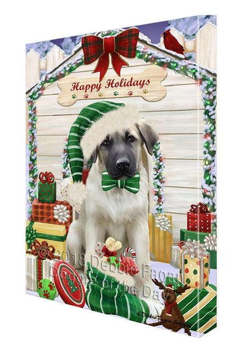 Happy Holidays Christmas Anatolian Shepherd Dog House with Presents Canvas Print Wall Art Décor CVS78371