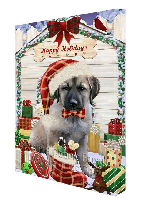 Happy Holidays Christmas Anatolian Shepherd Dog House with Presents Canvas Print Wall Art Décor CVS78380