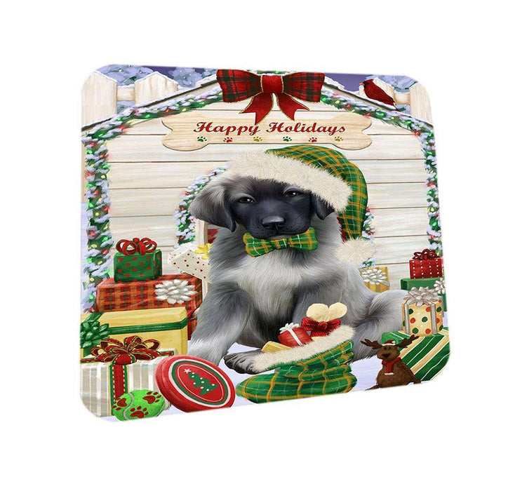 Happy Holidays Christmas Anatolian Shepherd Dog House with Presents Coasters Set of 4 CST51267