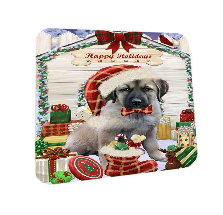 Happy Holidays Christmas Anatolian Shepherd Dog House with Presents Coasters Set of 4 CST51269