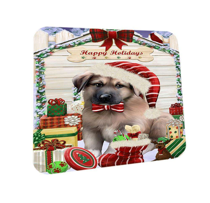 Happy Holidays Christmas Anatolian Shepherd Dog House with Presents Coasters Set of 4 CST51270