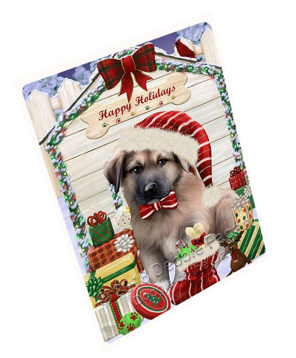 Happy Holidays Christmas Anatolian Shepherd Dog House with Presents Large Refrigerator / Dishwasher Magnet RMAG67914